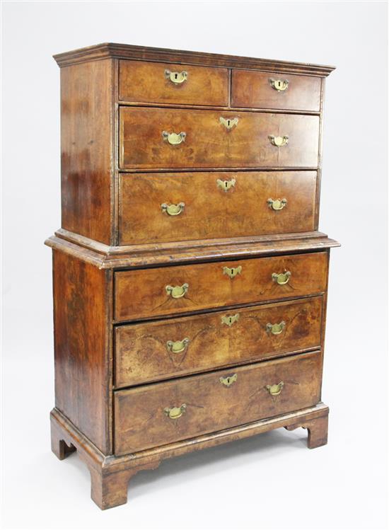 An 18th century walnut chest on chest, W.3ft 2.5in.